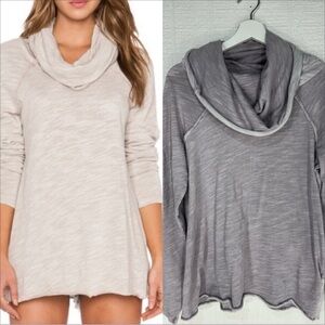 Free people beach cocoon cowl neck pullover gray size S/M